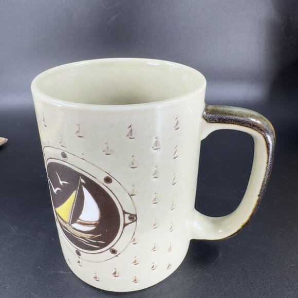 Otagiri Sailboat Nautical Theme Coffee Mug Cup Stoneware Sea Ship Mug Cup VTG - Picture 11 of 12